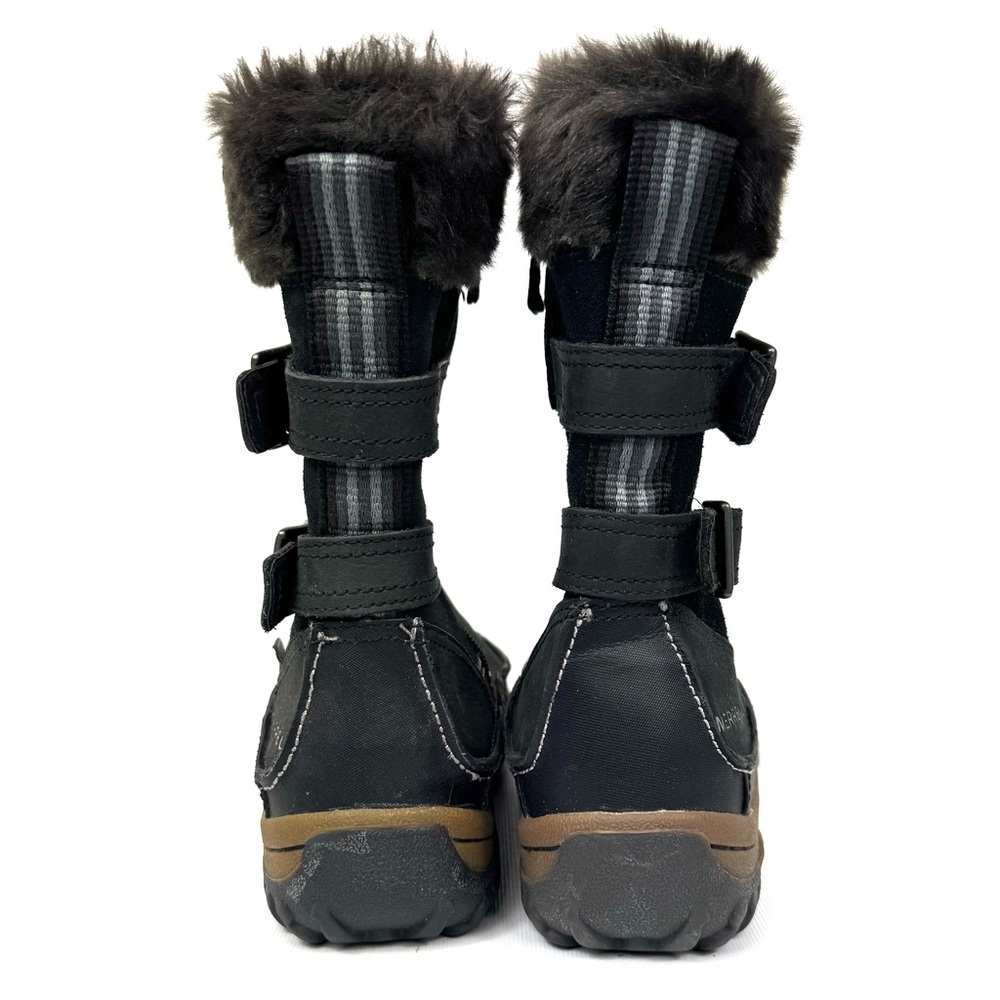 Merrell Decora Chant Waterproof Leather Winter Boots - black w fur - Sz 6 - Picture 4 of 17